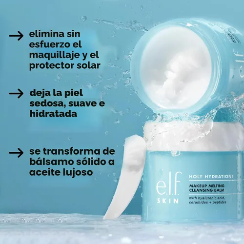 Miniatura 2 de e.l.f. SKIN Mini ¡Santa Hidratación! Bálsamo limpiador que derrite el maquillaje, limpiador facial y removedor de maquillaje, infundido con ácido