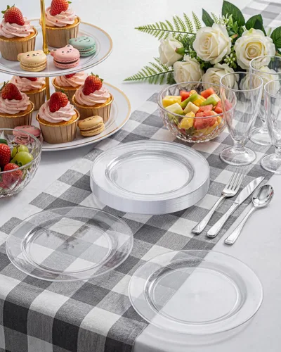 Miniatura 7 de bUCLA 100 platos de plástico transparente – 6.25 pulgadas de alta calidad desechables para ensalada/postre/aperitivo/platos pequeños para tartas