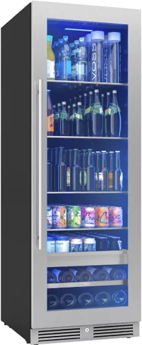Zephyr Refrigerador de vino y bebidas de 24 pulgadas, zona única, tamaño completo, bodegas de vino altas, gabinete de bebidas de bar grande