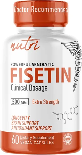 Nutri Fisetin 500 mg 60 unidades - Dosis clínica - Suplementos de fisetina - Potente activador senolítico, antioxidante, soporte para el corazón y