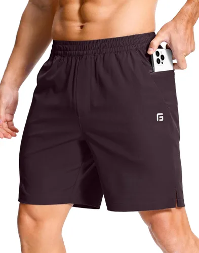 Miniatura 31 de GGJ Pantalones cortos deportivos ligeros para hombre con 2 bolsillos con cremallera de 7/5/9 pulgadas, pantalones cortos de tenis de secado rápido