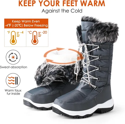 Miniatura 3 de DREAM PAIRS Botas de nieve de invierno con forro de piel sintética para mujer
