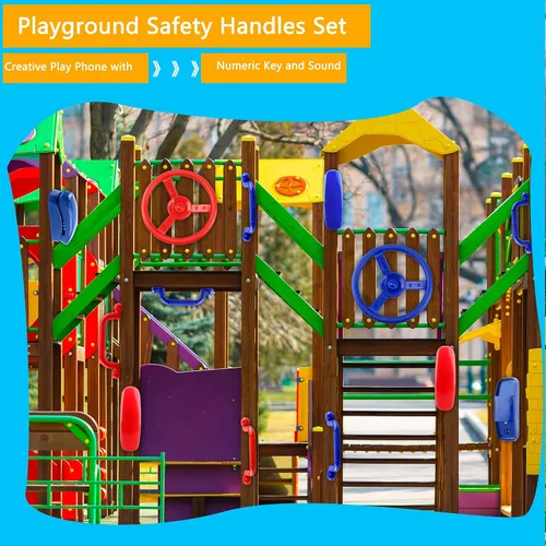 Miniatura 4 de Juego de 8 piezas de accesorios para patio de recreo, con asas de seguridad para volante, columpios de plástico, juego de columpios para teléfono