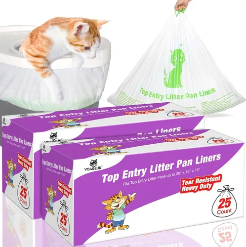 Miniatura 7 de Revestimientos para cajas de arena para gatos compatibles con el modelo de bandejas de arena de entrada superior, resistentes a desgarros, 25 bolsas