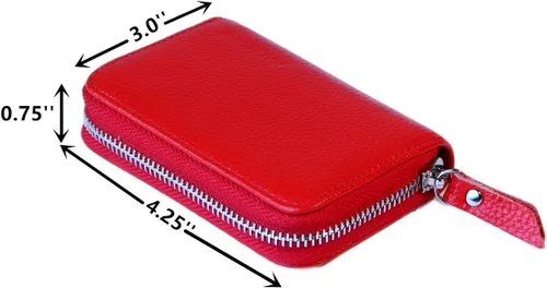 Miniatura 4 de Women's Leather RFID Zipper Card Wallet Small Purse with Id Window