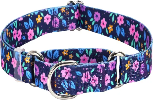 Miniatura 10 de Collar Martingale para perros, ajustable, de nailon suave, con diseño de bosque, para perros pequeños, medianos y grandes, collar de entrenamiento 3