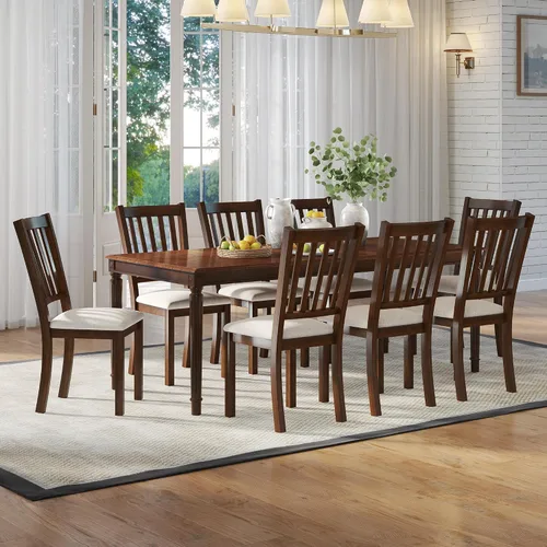 Miniatura 11 de AMERLIFE 79" Farmhouse Dining Table, Rectangular Wood Kitchen & Dining Room Table with Roman Conical Legs, Wood Grain Tabletop, for Kitchen and