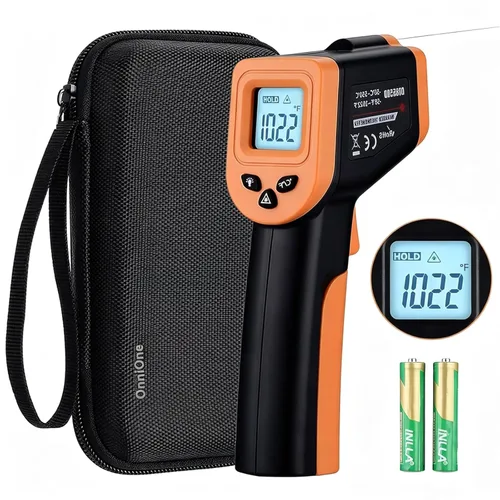 OnniOne Termómetro infrarrojo pistola de temperatura -58℉~1022℉, pistola termómetro láser digital para cocinar Blackstone Pizza Horno Plancha,
