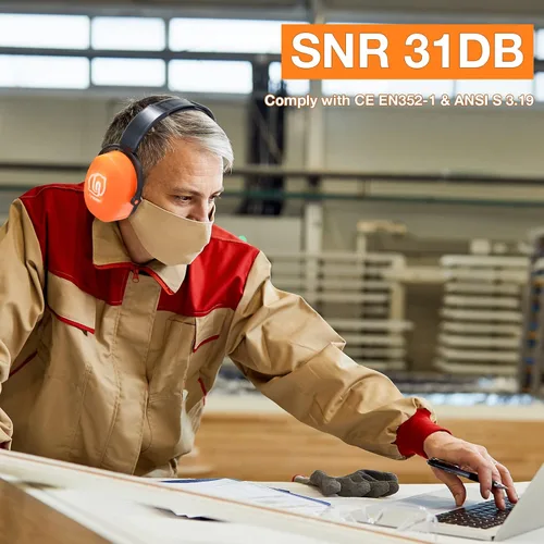 Miniatura 2 de LYSIAN Orejeras de protección auditiva de 31 dB, orejeras plegables de seguridad ajustables para disparos, construcción, corte de césped, adultos