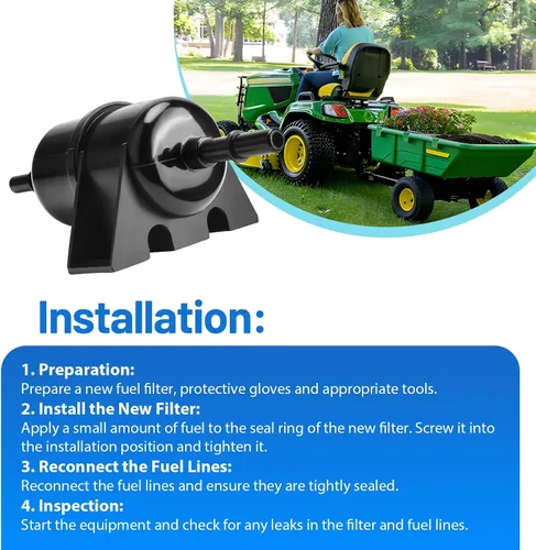 Miniatura 5 de Filtro de combustible AM117584 AM118131 Compatible con John Deere 425 445 X 720 724 728 734 738 739 RSX 850 860 i XUV 590 620 625 825