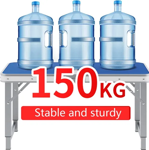 Miniatura 4 de Mesa plegable con taburete, mesa plegable de altura ajustable, picnic, campamento, al aire libre, aluminio ligero portátil, con asa de transporte