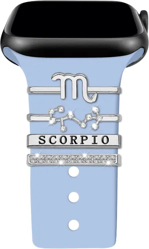 Miniatura 24 de Anillos decorativos de 12 constelaciones compatibles con correas de silicona de Apple Watch de 1.929 in, 1.772 in, 1.732 in, 1.654 in, 1.614 in