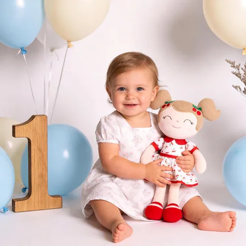Miniatura 6 de Gloveleya Muñeca bebé niña regalos juguetes de peluche muñecas suaves regalos bebé niña cereza rojo 15 pulgadas con caja de regalo Nuevo