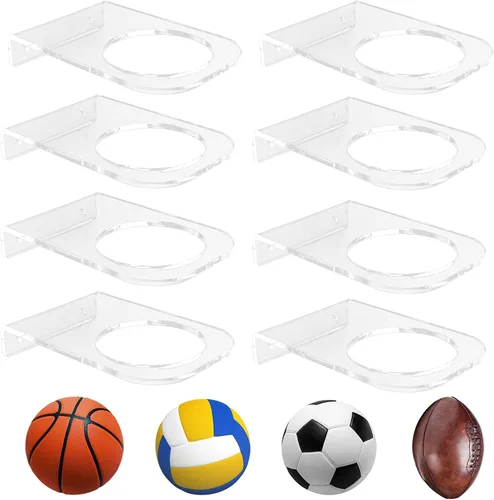 Miniatura 8 de BiJun Soporte de pared para baloncesto, estante de exhibición de fútbol acrílico, soporte de pared para almacenamiento de pelota transparente