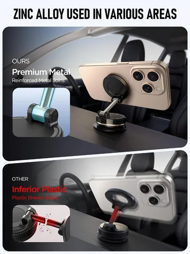 Miniatura 6 de Soporte magnético de teléfono de automóvil al vacío mejorado para MagSafe [108 + libras de succión más fuerte y 3000 gf magnético más fuerte], Negro