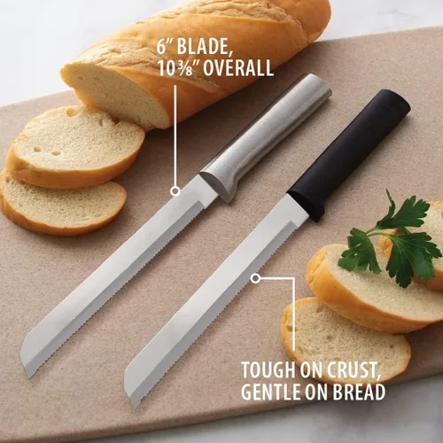 Miniatura 3 de Rada Cuchillo de pan para cubiertos con hoja dentada con resina de acero inoxidable, fabricado en los Estados Unidos, paquete de 1, mango negro