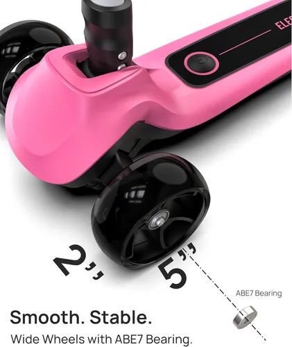 Miniatura 4 de ELECOSMOS Patinete eléctrico para niños de 4 a 9 años, scooter de 3 ruedas con luces LED grandes, plataforma intermitente ancha, altura ajustable