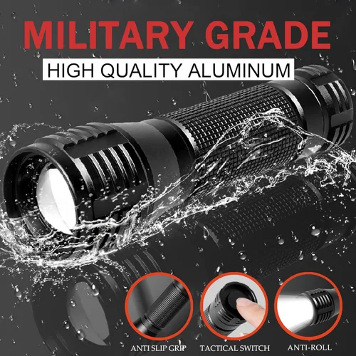 Miniatura 3 de Linterna LED de 3000 lúmenes, luz de flash zoomable, 3 modos, resistente al agua, linterna de mano, paquete de 2