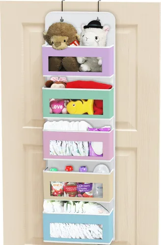 Miniatura 5 de Simple Houseware - Organizador colgante con 4 bolsillos transparentes para colgar en la puerta, con 3 bolsillos transparentes para recámara, baño