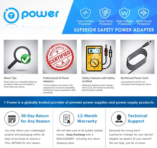 Miniatura 5 de T POWER Cargador de 32 V para Bissell ICONpet Pro 2746 27468 2746A Edge 2894 2894A Aspirador inalámbrico Stick 1620774 SIL SSC-320110US borrador