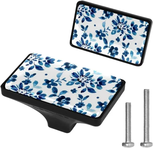 Miniatura 9 de LORVIES Paquete de 4 pomos decorativos de mármol de 1.65 pulgadas para gabinete, vidrio ABS corto rectangular negro, manijas de puerta de cajón
