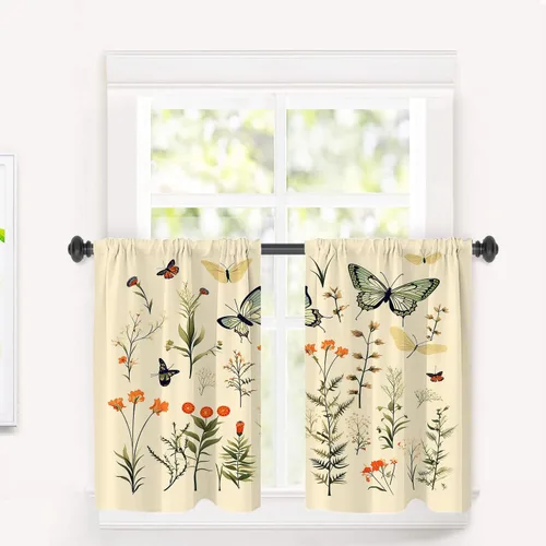 Miniatura 130 de Cortinas opacas de cocina con pintura al óleo de Europa rosa y negra para ventanas, cenefas opacas modernas de torre Eiffel de poliéster multicapa