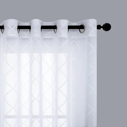 Miniatura 20 de KOUFALL Cortinas negras de 63 pulgadas de largo para dormitorio, juego de 2 paneles transparentes con ojales para ventana, cortinas geométricas