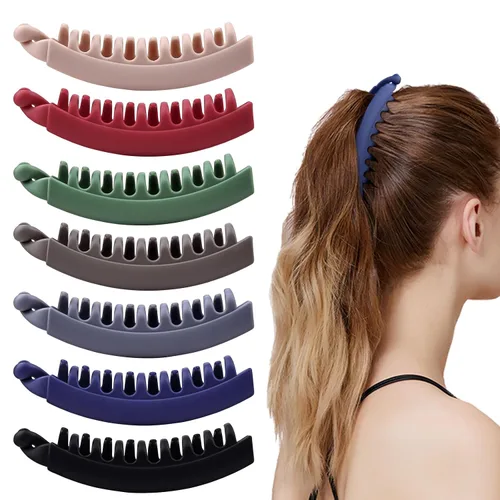 Miniatura 9 de Pinzas para el pelo de plátano mate grandes de 4.3 pulgadas para mujer, soporte antideslizante para colas de caballo de pelo grueso y fino, bonitos