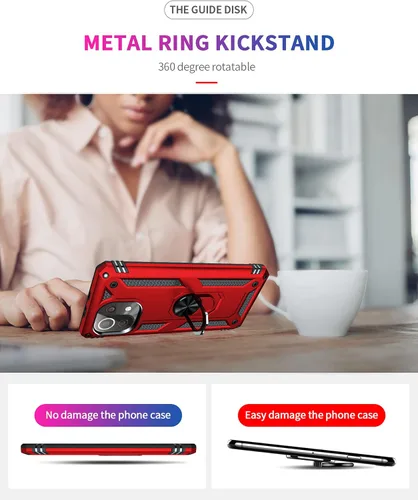 Miniatura 2 de Funda para Xiaomi Mi 11 lite 5G con protector de pantalla, híbrida resistente a prueba de golpes, armadura militar, defensor, cubierta trasera Rojo