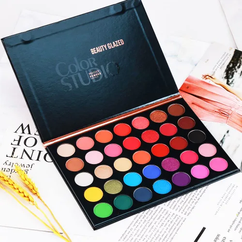 Miniatura 7 de Paleta de sombras de ojos mates y brillantes resistentes al sudor y altamente pigmentadas, 35 colores, Paleta de maquillaje profesional y casero