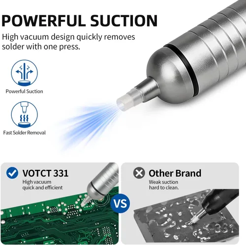 Miniatura 3 de Extractor de Soldadura Sin Obstrucciones Bomba Desoldadora para Remover Soldadura con Boquilla de Succión de Silicona Resistente al Calor