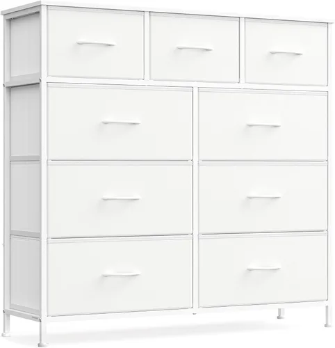 Miniatura 14 de SONGMICS Cómoda para dormitorio, cómoda, acero, MDF, 4 cajones de tela no tejida, unidad organizadora de almacenamiento, armario, entrada, negro