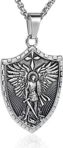 Miniatura 38 de Collar de patrón de santo, San Miguel/Virgen María/Rafael/Judá/Cristóbal/Benedicto/José/Patricio/Francisco/Florián/Tomás/Antonio, acero inoxidable
