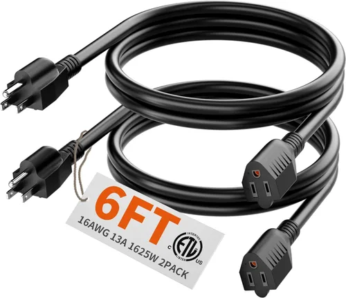 Miniatura 64 de HUANCHAIN Cable de extensión para interiores y exteriores, 50 pies, impermeable, calibre 16/3, flexible, resistente, cable de extensión para Amarillo