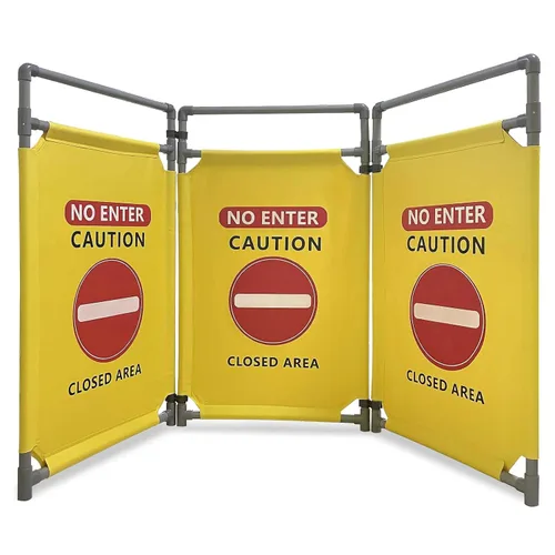 Miniatura 11 de No Entrar - Señales Verdes de Precaución - Señal de 3 Paneles Barreras de Seguridad 97.52 cm Plegable Barrera de Seguridad de PVC de Alta