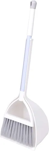 Mini escoba con recogedor para niños, juego de ayudante de limpieza (blanco y gris)
