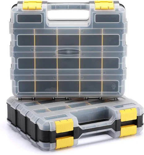 Organizador de herramientas de doble cara con polímero resistente a los impactos, almacenamiento de caja de hardware, excelente para tornillos,