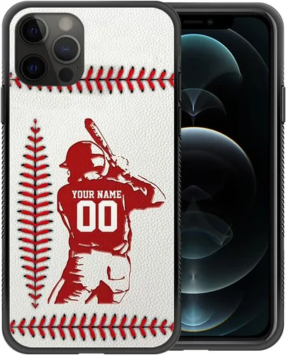 DAIZAG Funda compatible con iPhone 13, funda deportiva personalizada para hombres y niños, regalo de béisbol con número de nombre personalizado