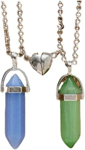 Miniatura 42 de Collar magnético de corazón dividido a juego para parejas, colgante de atracción mutua de cristal, regalo de joyería de amistad para mejores amigos