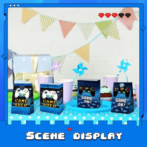 Miniatura 4 de Pajean 24 bolsas de regalo para videojuegos, suministros de fiesta de videojuegos, recuerdos de fiesta para jugadores, bolsas de golosinas con 30