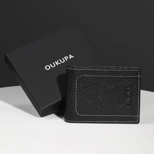 Miniatura 7 de Billetera para hombre billetera pequeña con bolsillo frontal bloqueo RFID carteras delgadas de cuero de grano superior tarjetero para tarjetas