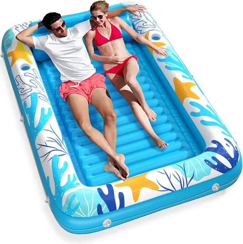 Miniatura 22 de Jasonwell Flotador de piscina inflable 4 en 1 para bronceado - Flotador de balsa para tomar el sol, juguetes, colchoneta para cama de bronceado Base