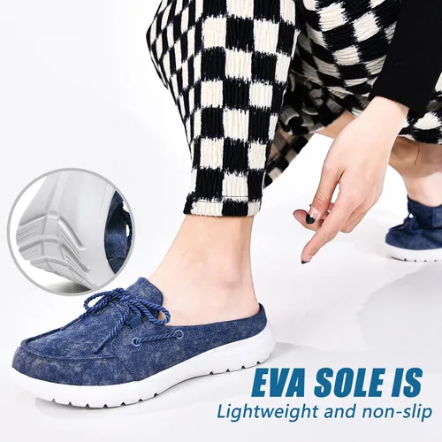 Miniatura 3 de Buyrew Pantuflas para mujer, cómodas, de lona de punto, con soporte de arco, transpirables, pantuflas de casa