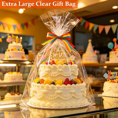 Miniatura 4 de SYOGUA Paquete de 10 bolsas de celofán extra grandes, 40 x 55 pulgadas, bolsas de regalo transparentes de 3 mil de grosor para cestas de plástico