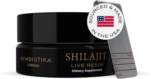 CYMBIOTIKA Resina Shilajit pura del Himalaya de 500 mg – 84+ oligoelementos minerales, alta potencia con oro elemental y ácido fúlvico – para