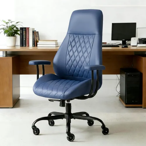 Miniatura 13 de Silla de oficina, silla ergonómica para computadora, silla de escritorio de cuero con soporte lumbar y ruedas de goma, silla ejecutiva de mediados