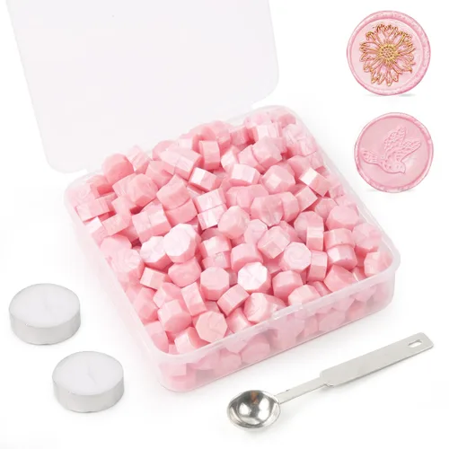 Miniatura 16 de Juego de 300 cuentas de cera de sellado dorado champán para sello de cera con velas y cuchara de fusión, perfecto para tarjetas de Navidad