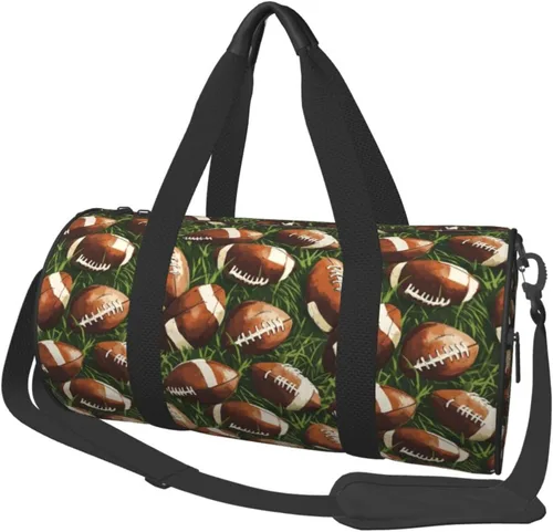 Large Duffle Bag for Travel - Retro American Football Print Gym Bag for Women Men, Travel Foldable Bags for Women Men with Zippered Multiple Pockets