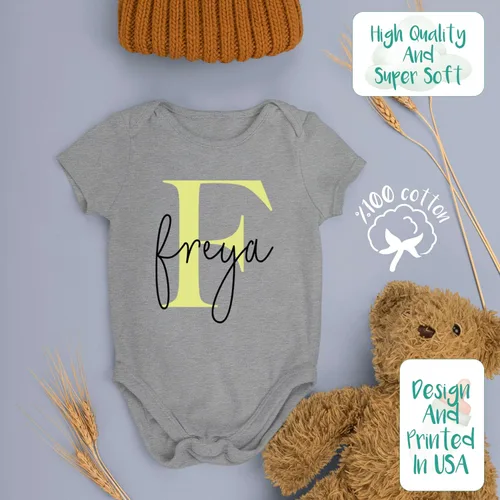 Miniatura 6 de Mameluco de bebé personalizado con inicial y nombre para baby shower Body personalizado para recién nacido Mameluco personalizado Bebe Lindo