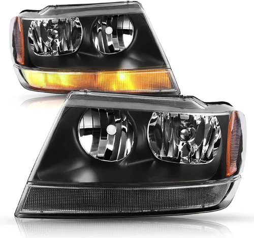 Miniatura 12 de JSBOYAT Conjunto de faros delanteros compatible con Jeep Grand Cherokee 99-04 halógeno de repuesto original para el lado del conductor y del Carcasa